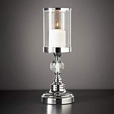 Deenz Crystal Effect Chrome Candle HolderSilver For Home Decoration from B&Q