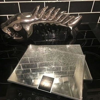 B&Q -  Silver Glitter Ombre Glass 4X Placemats 20 X 29 Cm Home Decorative Stylish Design Elegant For Kitchen Table