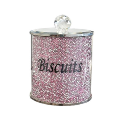DEENZ Pink Diamond Crushed Biscuit Canister Jar Tin from B&Q