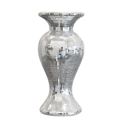DEENZ Silver Ceramic Mirrored Pot Vase from B&Q