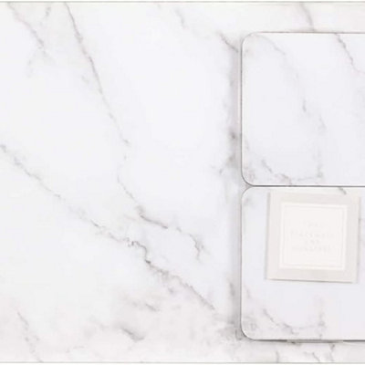 Deenz Set Of 8 Marble Effect Coaster And Placemat Table Mats For Kitchen Dining Table Cork Backed from B&Q