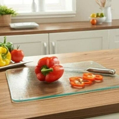 Deenz Worktop Saver Tempered Glass Chopping Board Worktop Saver Dishwasher Safe Chopping Board A Worktop Saver For Kitchen 40X30Cm from B&Q
