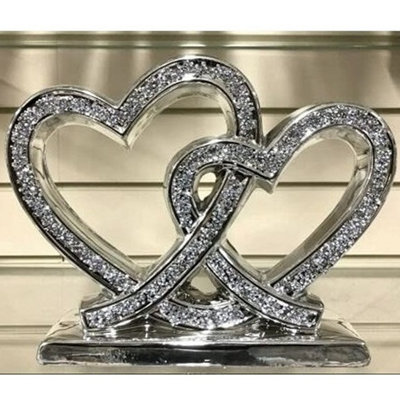 Crushed Diamond Double Heart Square Base Ornament from B&Q