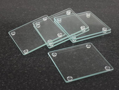 Deenz Square Clear Glass 10Cm 6X Coasters Rectangle 20X30Cm Placemats Dining Table Mats Kitchen Luxurious Lifestyle Heavy Duty from B&Q