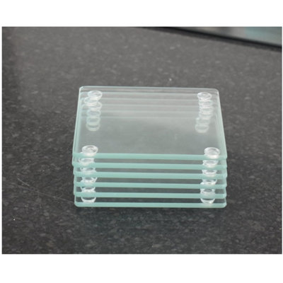 DEENZ Set Of 6 Clear Glass Coaster Heat Resistant 10X10 from B&Q
