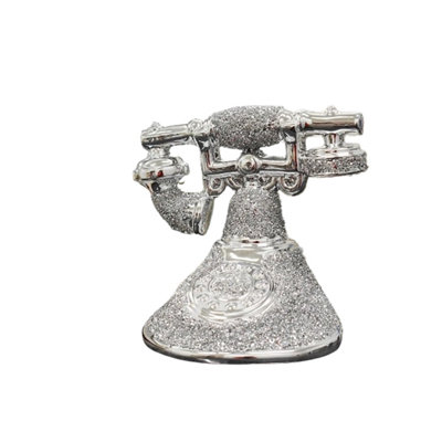  - Romany Crushed Diamond Telephone Crystal Shelf Ornament Silver - Image 3