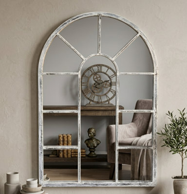 DEENZ Window Style Black Brushed White Wall Mirror from B&Q