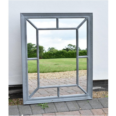 DEENZ Rectangle Antique Window Wall Mirror Stylish Grey Rustic from B&Q