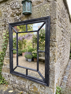 DEENZ Rectangle Antique Window Wall Mirror Stylish Black Silver from B&Q