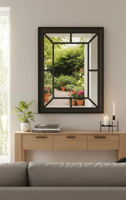 DEENZ Black Rectangle Antique Window Wall Mirror Window Style 60X76Cm from B&Q