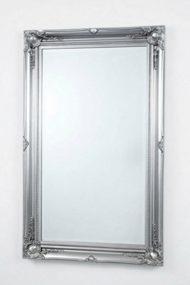 Deenz Large Vintage Silver Ornate Leaner Wall Hanging Mirror Deep Frame Flowery from B&Q
