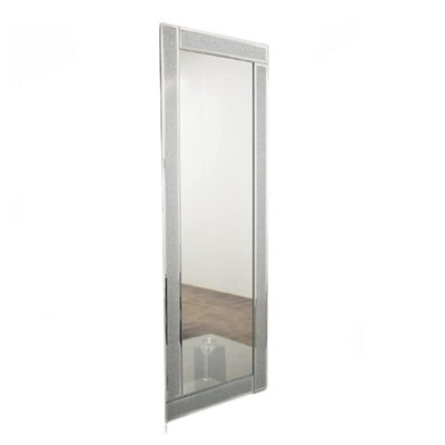 DEENZ Full Length Sparkle Silver Wall Mirror Glitter Border Frame Glass from B&Q