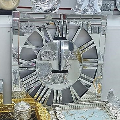 DEENZ Full Mirrored Square Wall Clock Roman Numeral Silent from B&Q