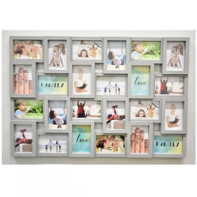 DEENZ 24 Pictures Multi Aperture Photo Frame For 24 Photos Holds 6X4 Inch Grey from B&Q
