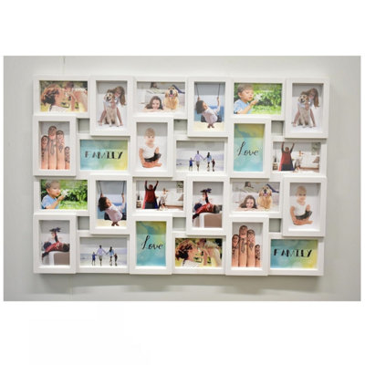 DEENZ 24 Pictures Multi Aperture Photo Frame For 24 Photos Holds 6X4 Inch White from B&Q