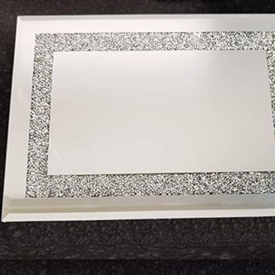 Deenz Crushed Diamante Mirrored Crystal Candle Rectangle Plate Candle Holder Loose Jewel Border Candle Holder- (20X30Cm) from B&Q
