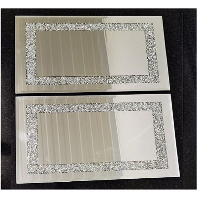 DEENZ Set Of 2 Border Crushed Diamond Placemats Silver Mirrored from B&Q