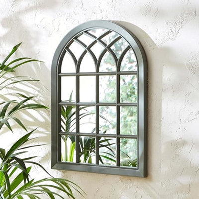 Deenz Grey Rustic Soho Window Style Mirror Elegant Vintage Hallway Mirror 50.5X71X2.5Cm (Grey Rustic) from B&Q