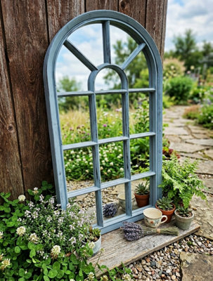 DEENZ Window Style Wall Mirror Simply Stylish Arch 69X 34Cm (Grey Rustic) from B&Q