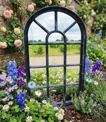 Deenz Window Style Wall Mirror Simply Stylish Decor Mirror Wall Window Mirror 69X 34Cm (Black Rustic) from B&Q