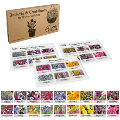 Pronto Seed Bumper Baskets & Containers Flower Seed Variety Pack.  18 VarietiesOver 1400 Seeds from B&Q