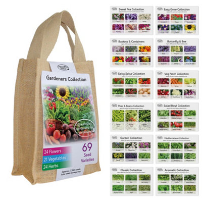 Pronto Seed Gardeners Collection69 FlowerHerb & Vegetable Seeds In Jute Gift Bag7,540 SeedsGift For Gardeners from B&Q