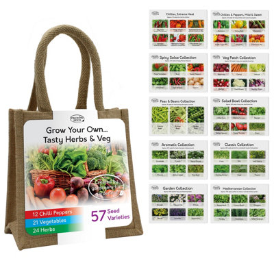 Pronto Seed Vegetable Bumper Collection57 HerbVegetable & Chilli Seed Varieties In Jute Gift Bag from B&Q