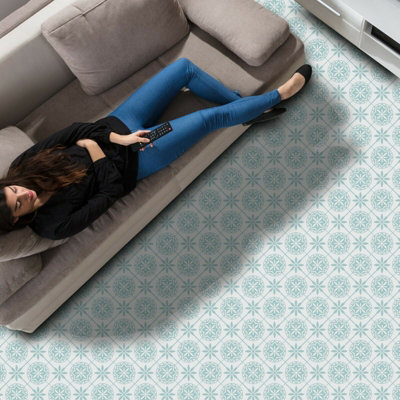 Walplus Seamless Turquoise Shaded Floral Pattern Self-Adhesive Kitchen Bathroom Home from B&Q