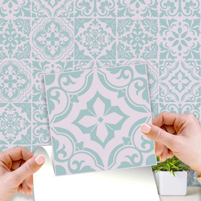 Walplus Santa Rosa Pistachio Peel And Stick Wall Tiles Sticker24Pcs 15X15Cm Self Adhesive Stick On Tiles For Kitchen from B&Q