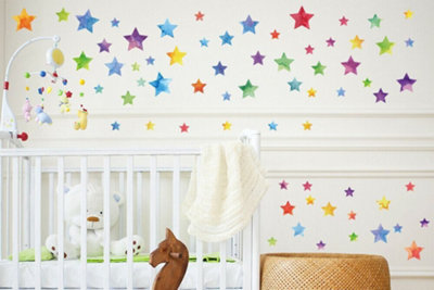 Walplus Colourful Watercolour Stars X 4 Packs Kids Sticker Pvc Multicoloured