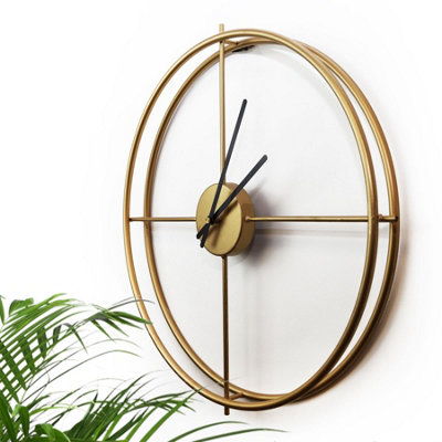 Walplus 50Cm X 50Cm Gold Iron Larry's Minimalist ClockGold Wall ClockLiving Room Wall ClockNon-Ticking Wall Clock from B&Q
