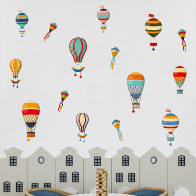 Walplus Hot Air Balloons Kids Sticker Pvc Multicoloured from B&Q