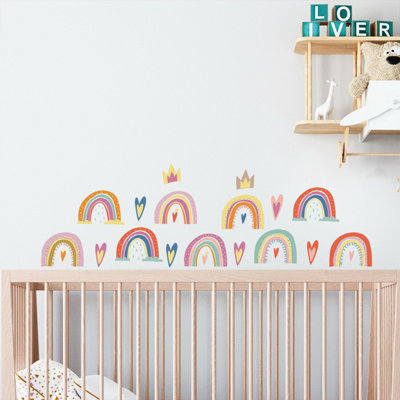 Walplus Colourful Hand-Drawn Rainbows Kids Sticker Pvc Multicoloured from B&Q