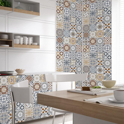 Walplus Coffee Azulejo Combo Mix Tile Stickers from B&Q
