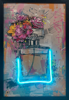 B&Q -  Floral Perfume Bottle Neon Led Wall Art 40 X 60 Cm