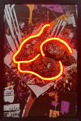 B&Q -  Fried Chicken Neon Led Wall Art 40 X 60 Cm