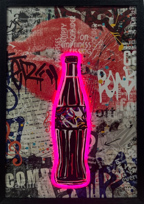 B&Q -  Cola Drink Bottle Pink Neon Led Wall Art 40 X 60 Cm
