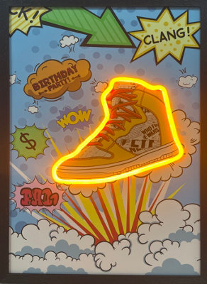 B&Q -  Yellow Sneaker Neon Led Wall Art 40 X 60 Cm