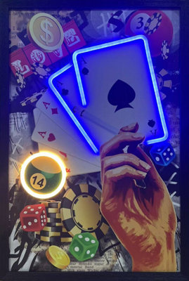 B&Q -  Playing Cards Neon Led Wall Art 40 X 60 Cm