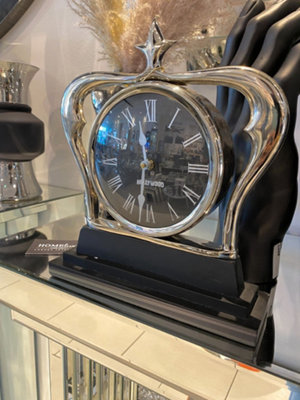 Home Luxe Interiors Hollywood Crown Mantle Clock Silver from B&Q