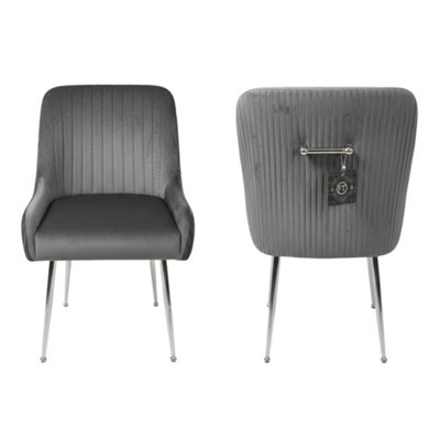 B&Q -  Set Of 2 Marco Dining Chair Brushed Velvet Grey