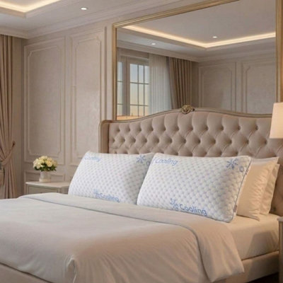 Home Luxe Interiors Pack Of 2 Cooling Memory Foam Pillows - Temperature Regulating Support