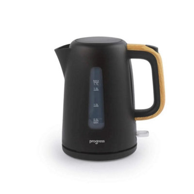 Home Luxe Interiors Progress Skara 1.7L Rapid Boil Kettle3000WBlack & Wood Effect from B&Q