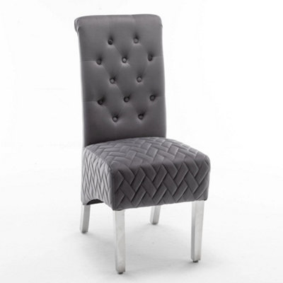 B&Q -  Pair Of Marlow Dining Chair Lion Knocker Dark Grey