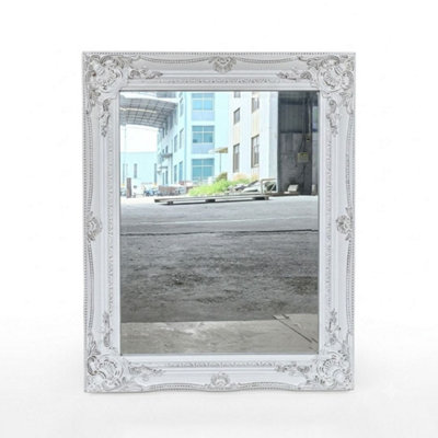 B&Q -  Vintage Wall Mirror 50Cm X 60Cm White Ornate Shabby Chic Frame