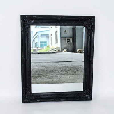 B&Q -  Vintage Wall Mirror 50Cm X 60Cm Black Ornate Antique Style Frame
