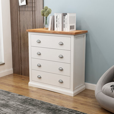 Cabinet Bits Cosenza 4 Drawer Chest Of Drawers Chrome Cup Handle White
