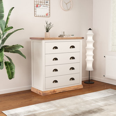 Cabinet Bits Tropea 4 Drawer Chest Of Drawers Brass Cup Handle White