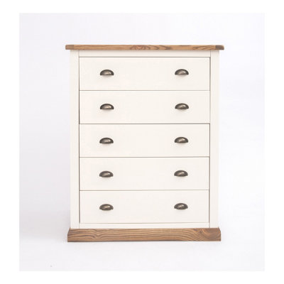 Cabinet Bits Tropea 5 Drawer Chest Of Drawers Brass Cup Handle White