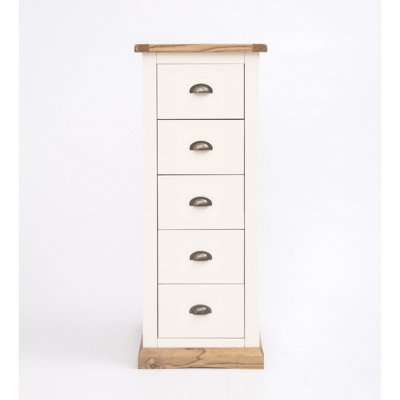 B&Q -  Tropea 5 Drawer Narrow Chest Of Drawers Brass Cup Handle